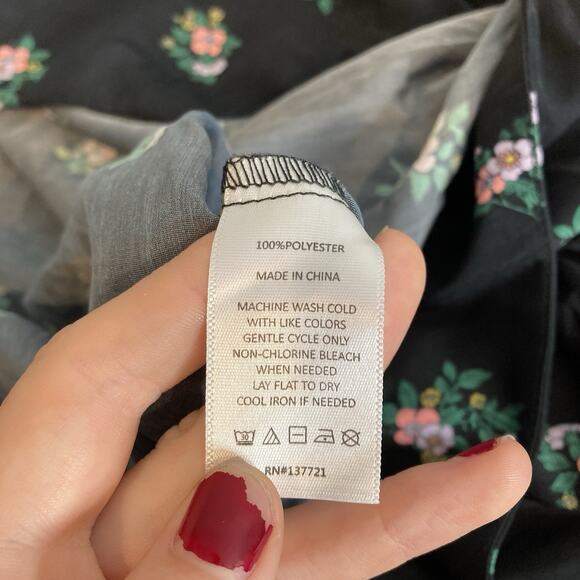 Zaikamoya‎ Women's Black Floral Midi Dress Size L Modest - Picture 6 of 11